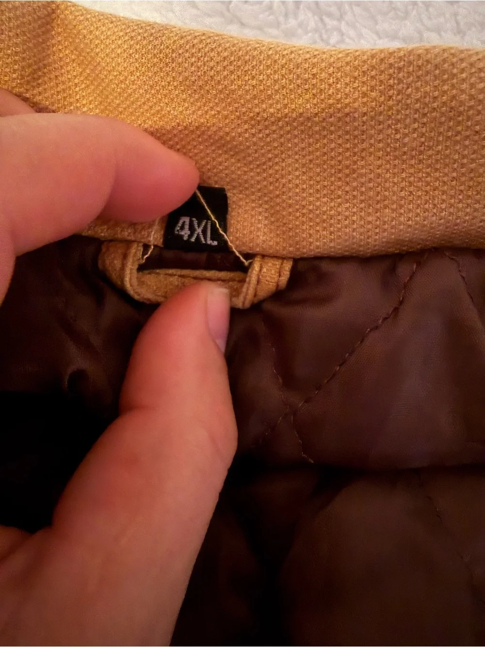 Men's Tan Workwear Jacket with Quilted Lining - Picture 4 of 7